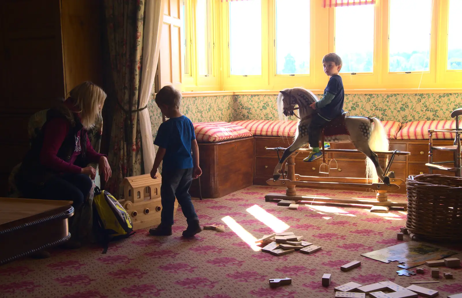 Kane on a rocking horse, from A Trip to Audley End House, Saffron Walden, Essex - 16th April 2014