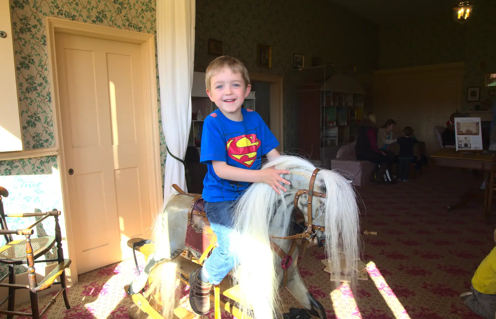 Fred on a rocking horse, from A Trip to Audley End House, Saffron Walden, Essex - 16th April 2014