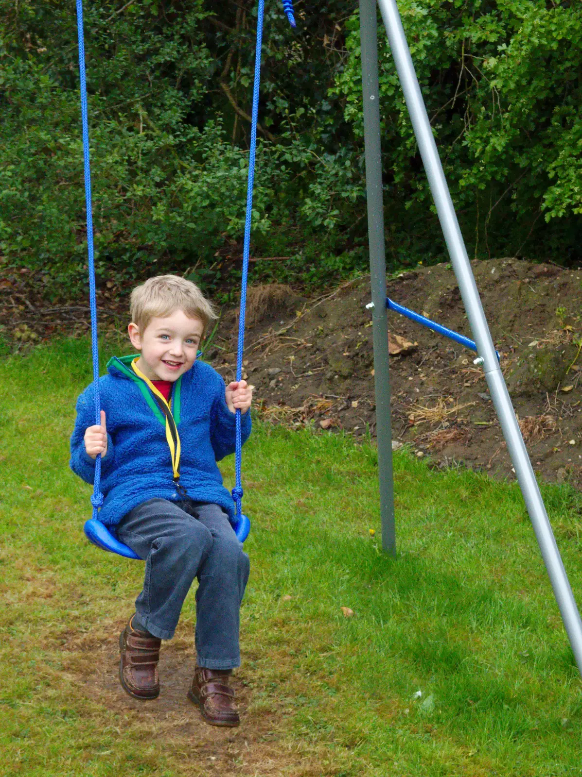 Fred has a swing, from The BSCC at the Cross Keys, and a Building Catch Up, Brome and Redgrave, Suffolk - 24th April 2014