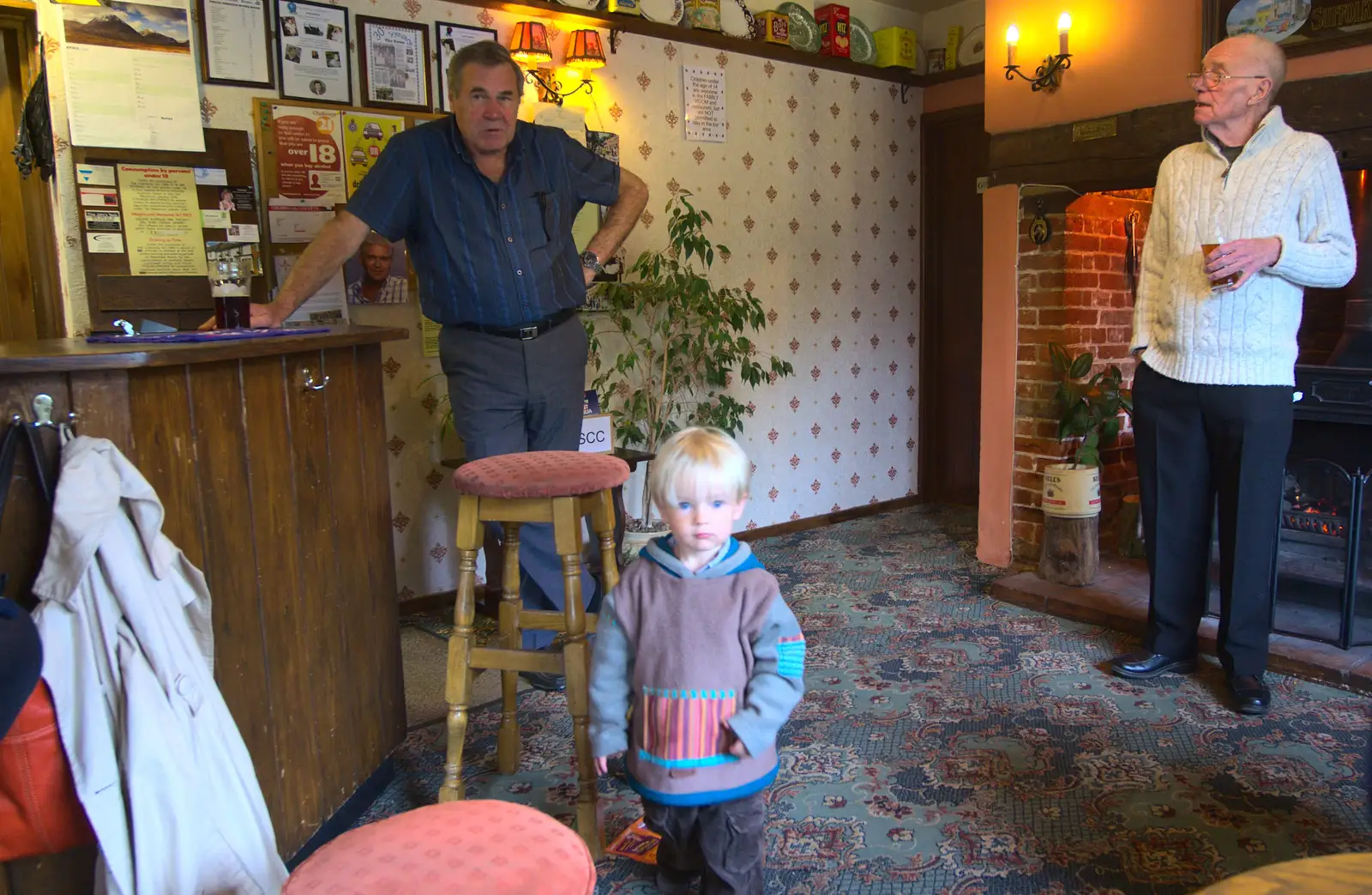 Harry at the bar of the Brome Swan, from The BSCC at the Cross Keys, and a Building Catch Up, Brome and Redgrave, Suffolk - 24th April 2014