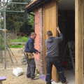 Hanging a massive door, The BSCC at the Cross Keys, and a Building Catch Up, Brome and Redgrave, Suffolk - 24th April 2014