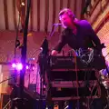 Rob twiddles knobs on the desk, The BBs Play Haughley Park Barn, Haughley, Suffolk - 26th April 2014