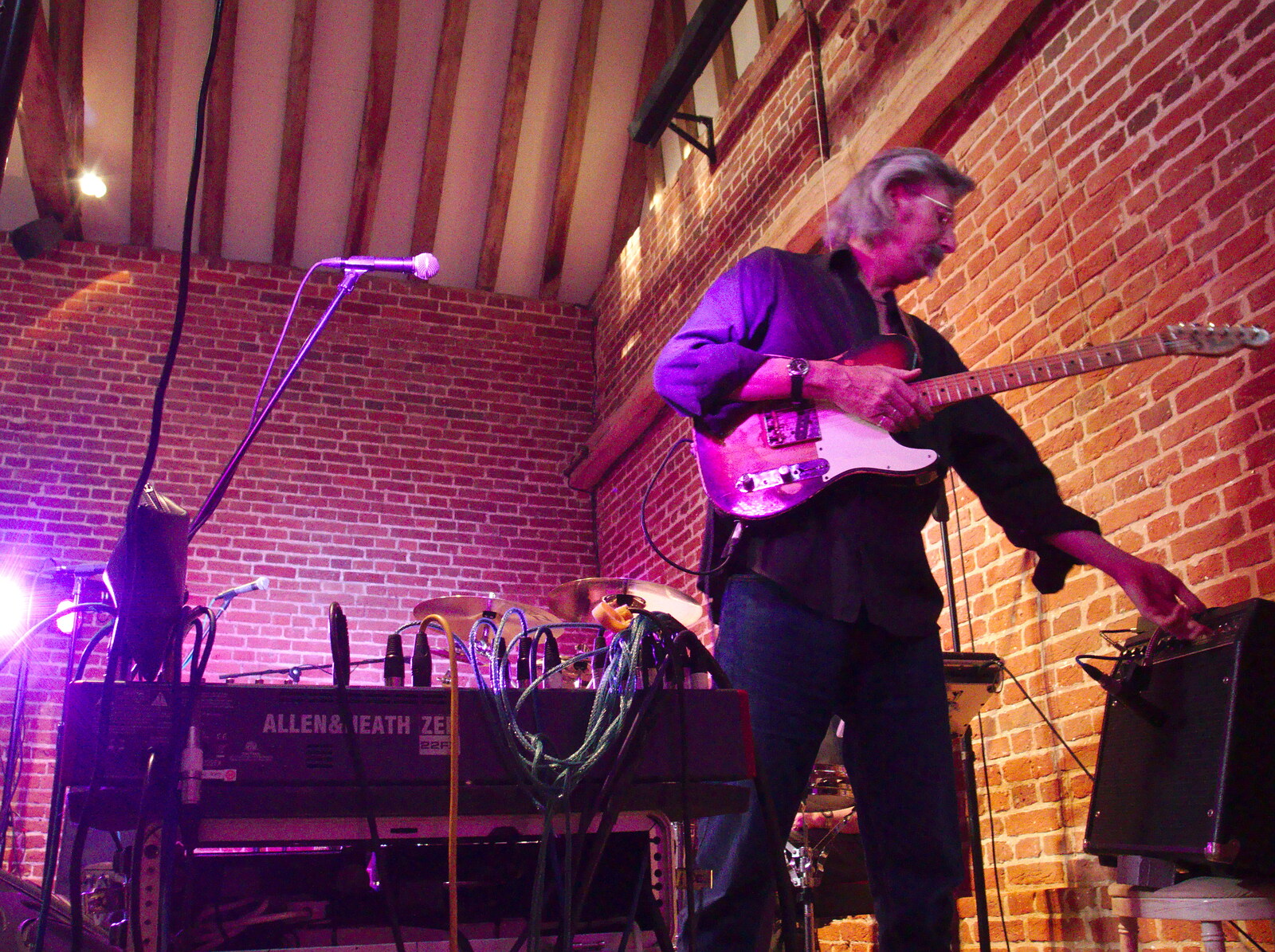 Rob tests his guitar out from The BBs Play Haughley Park Barn, Haughley, Suffolk - 26th April 2014