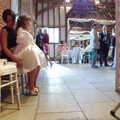 Wedding guests mingle around, The BBs Play Haughley Park Barn, Haughley, Suffolk - 26th April 2014