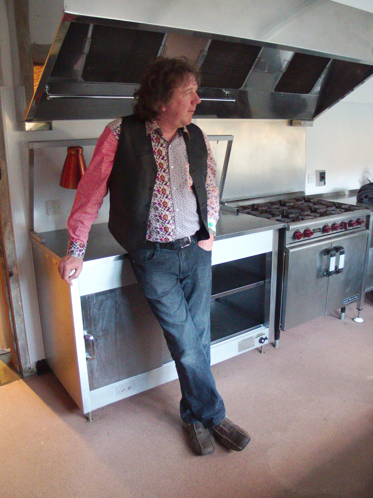 Max leans on an oven from The BBs Play Haughley Park Barn, Haughley, Suffolk - 26th April 2014