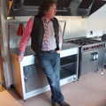 Max leans on an oven, The BBs Play Haughley Park Barn, Haughley, Suffolk - 26th April 2014