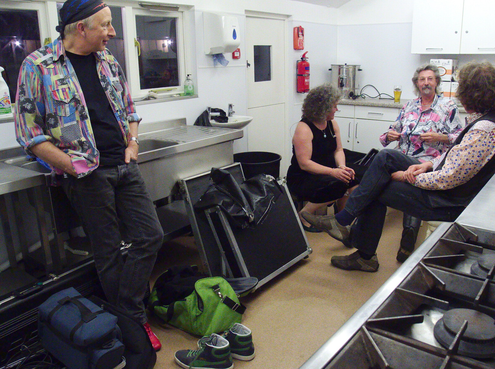 The band hangs out in the kitchen from The BBs Play Haughley Park Barn, Haughley, Suffolk - 26th April 2014