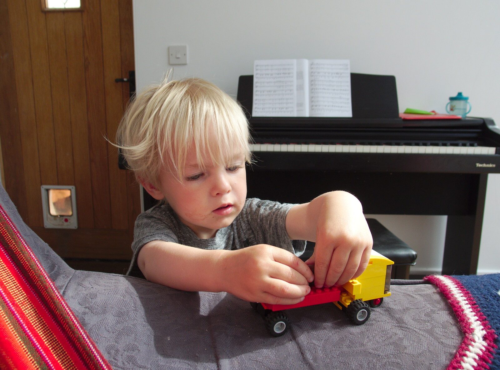 Harry plays with some Lego from The BBs Play Haughley Park Barn, Haughley, Suffolk - 26th April 2014