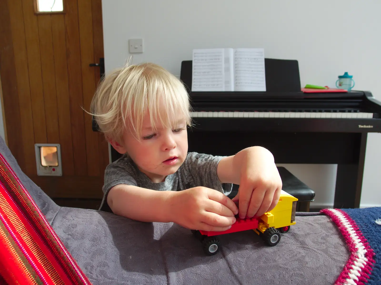 Harry plays with some Lego, from The BBs Play Haughley Park Barn, Haughley, Suffolk - 26th April 2014