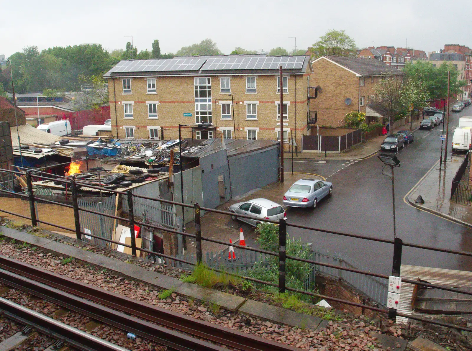 The scrap yard is having a burn up, from Brantham Dereliction, and a SwiftKey Photoshoot, Suffolk and Southwark - 29th April 2014