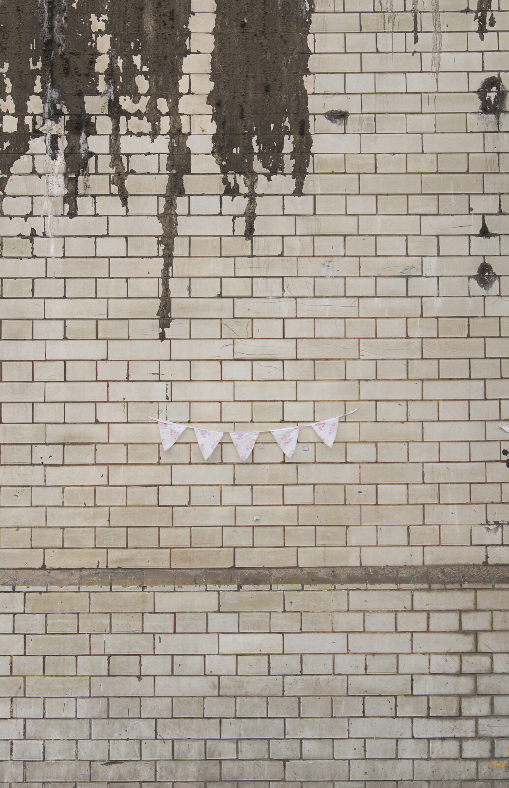 A very short section of bunting on a wall from Brantham Dereliction, and a SwiftKey Photoshoot, Suffolk and Southwark - 29th April 2014