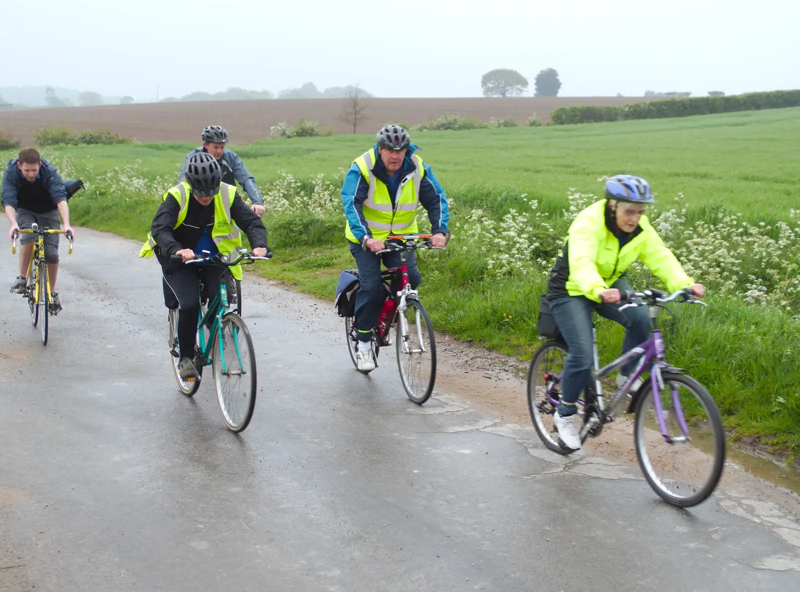 Alan and Spammy ride past, from The BSCC at the Burston Crown, and the Oaksmere Re-opens, Brome, Suffolk - 1st May 2014