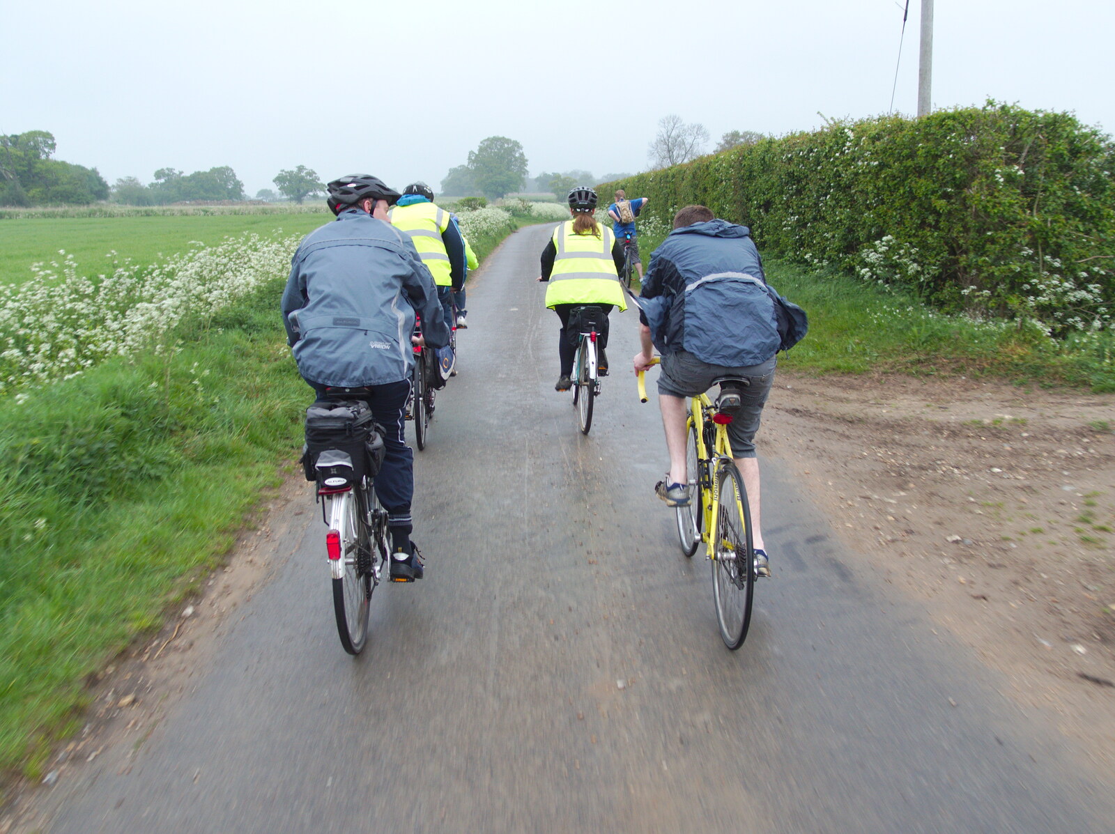 The gang on the Billingford back road from The BSCC at the Burston Crown, and the Oaksmere Re-opens, Brome, Suffolk - 1st May 2014