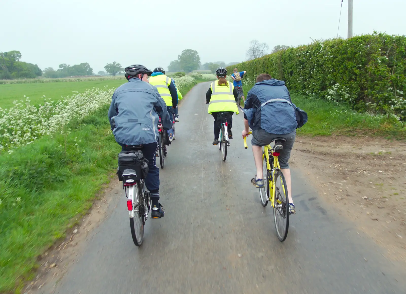 The gang on the Billingford back road, from The BSCC at the Burston Crown, and the Oaksmere Re-opens, Brome, Suffolk - 1st May 2014