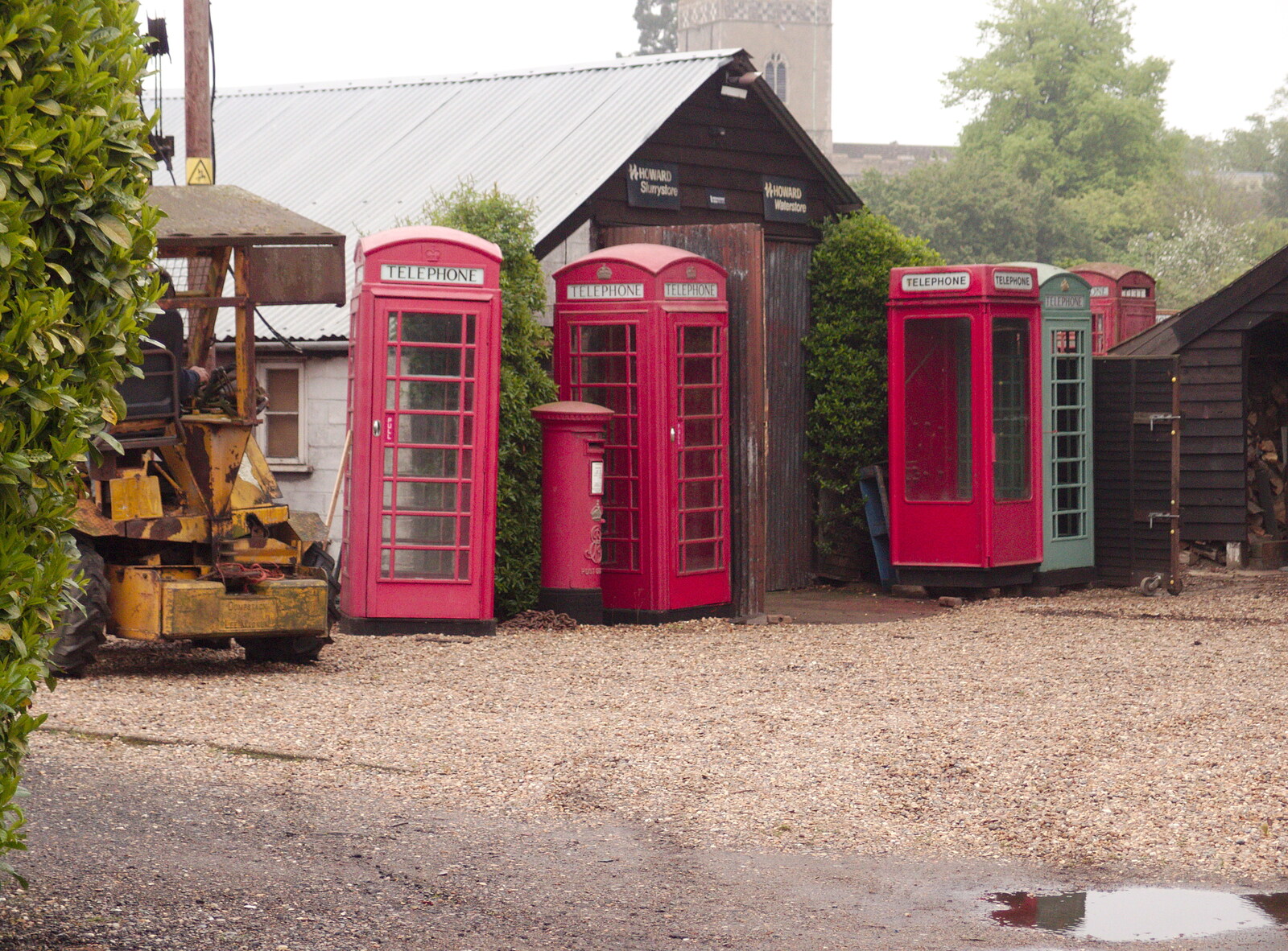 There's an phone-box graveyard near Thelveton from The BSCC at the Burston Crown, and the Oaksmere Re-opens, Brome, Suffolk - 1st May 2014