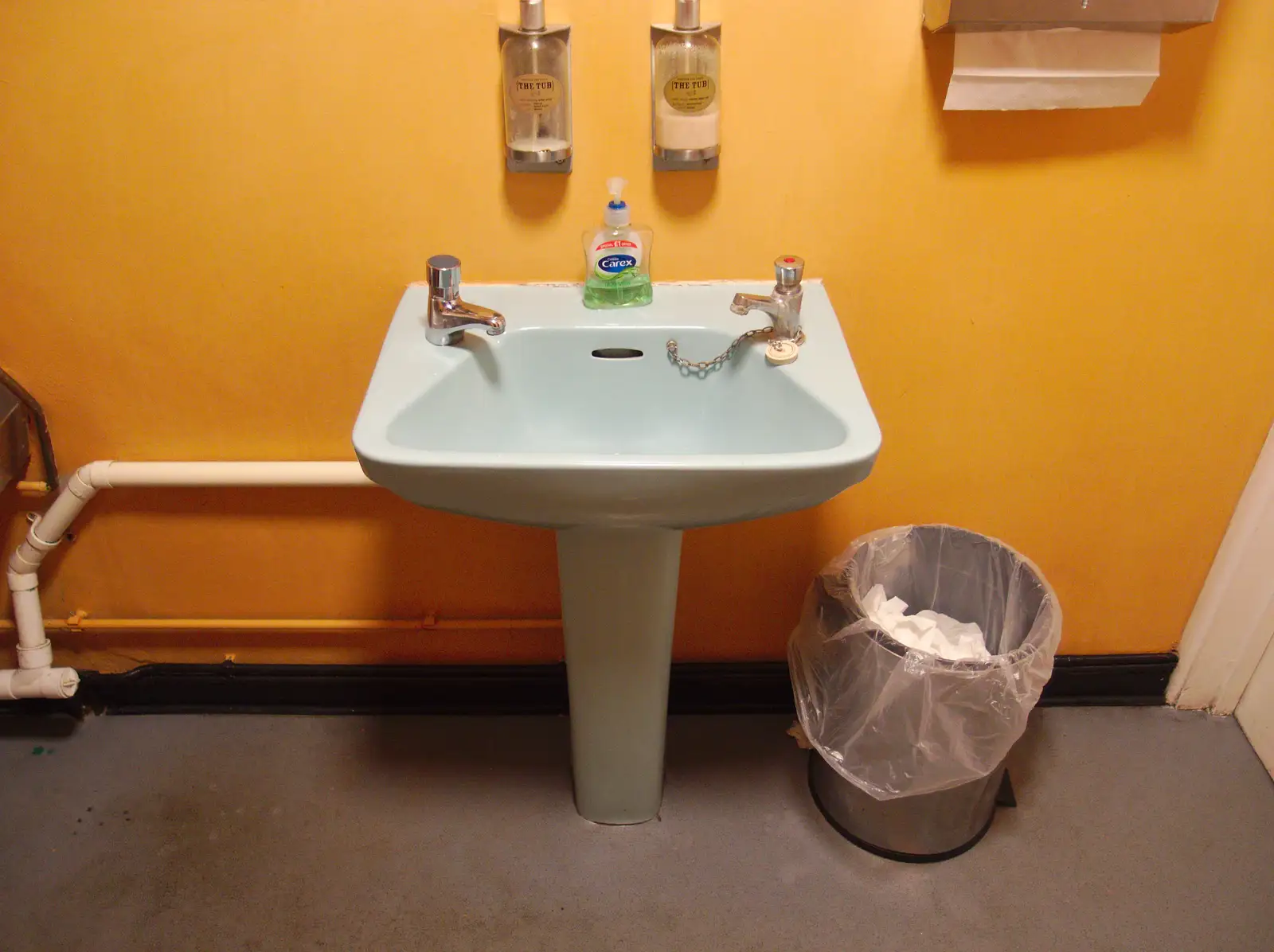 The Crown toilets have a retro 1970s sink, from The BSCC at the Burston Crown, and the Oaksmere Re-opens, Brome, Suffolk - 1st May 2014