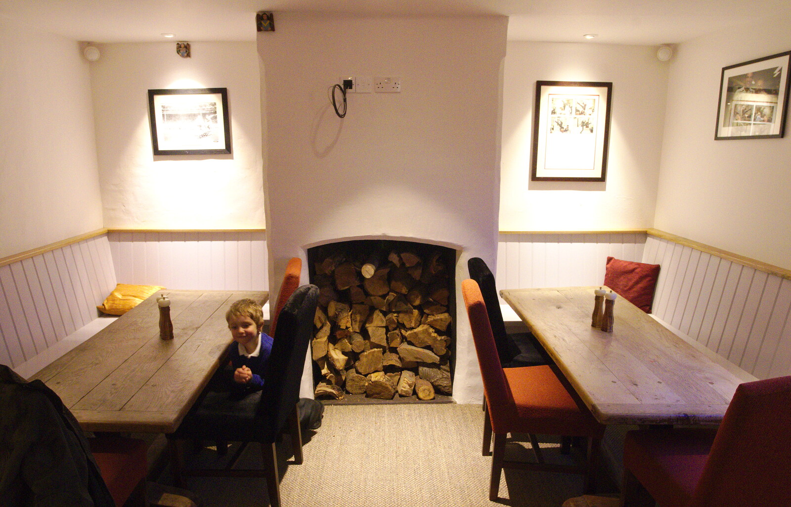 Fred hides under the table from The BSCC at the Burston Crown, and the Oaksmere Re-opens, Brome, Suffolk - 1st May 2014