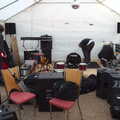 The BBs set up on a tiny stage in a freezing marquee, BBs' Coldest Gig and a Wavy Barbeque, Botesdale and Stuston, Suffolk, 3rd May 2014