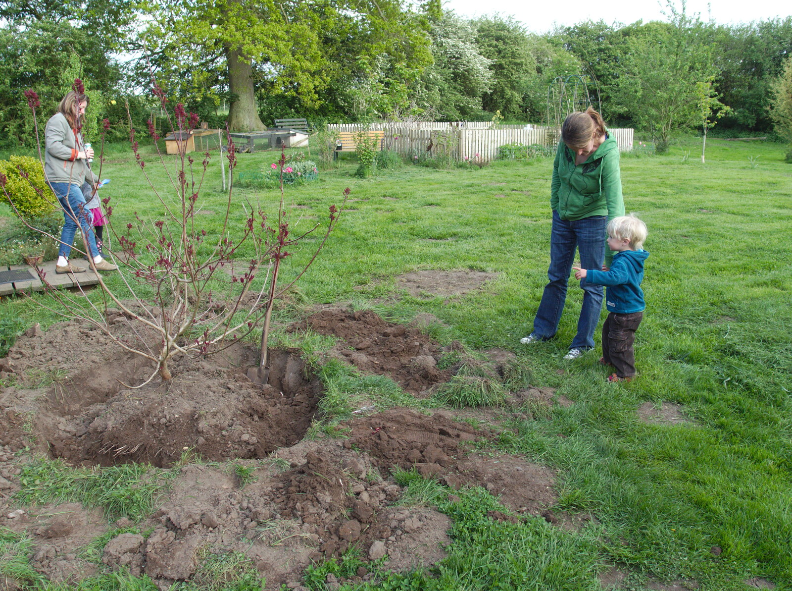 There's some sort of tree digging going on from BBs' Coldest Gig and a Wavy Barbeque, Botesdale and Stuston, Suffolk, 3rd May 2014