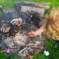 Wavy checks the fire, BBs' Coldest Gig and a Wavy Barbeque, Botesdale and Stuston, Suffolk, 3rd May 2014