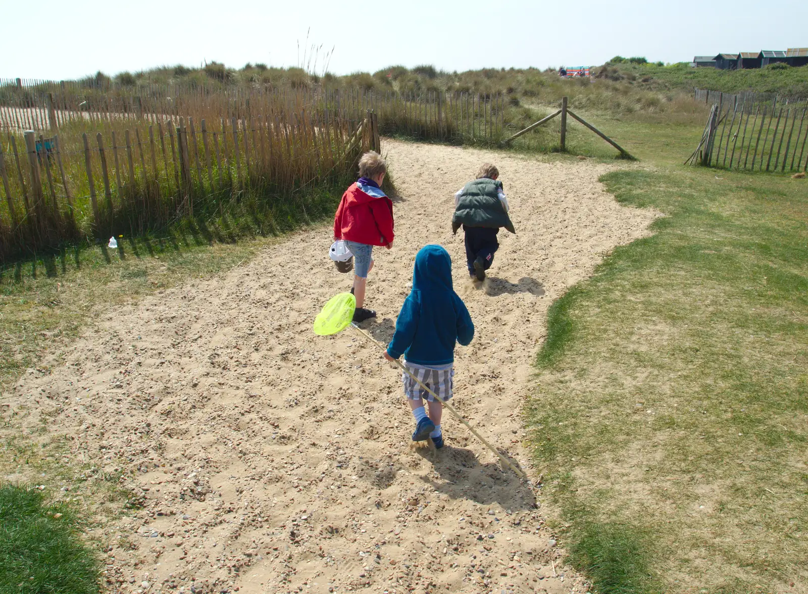 The boys head down to the beach, from Life's A Windy Beach, Walberswick, Suffolk - 5th May 2014