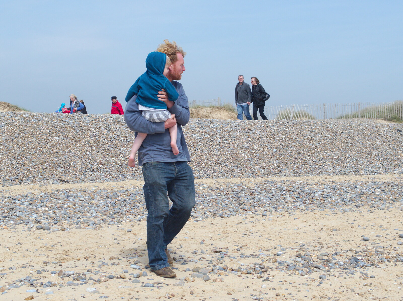 Wavy brings Harry down to the beach from Life's A Windy Beach, Walberswick, Suffolk - 5th May 2014