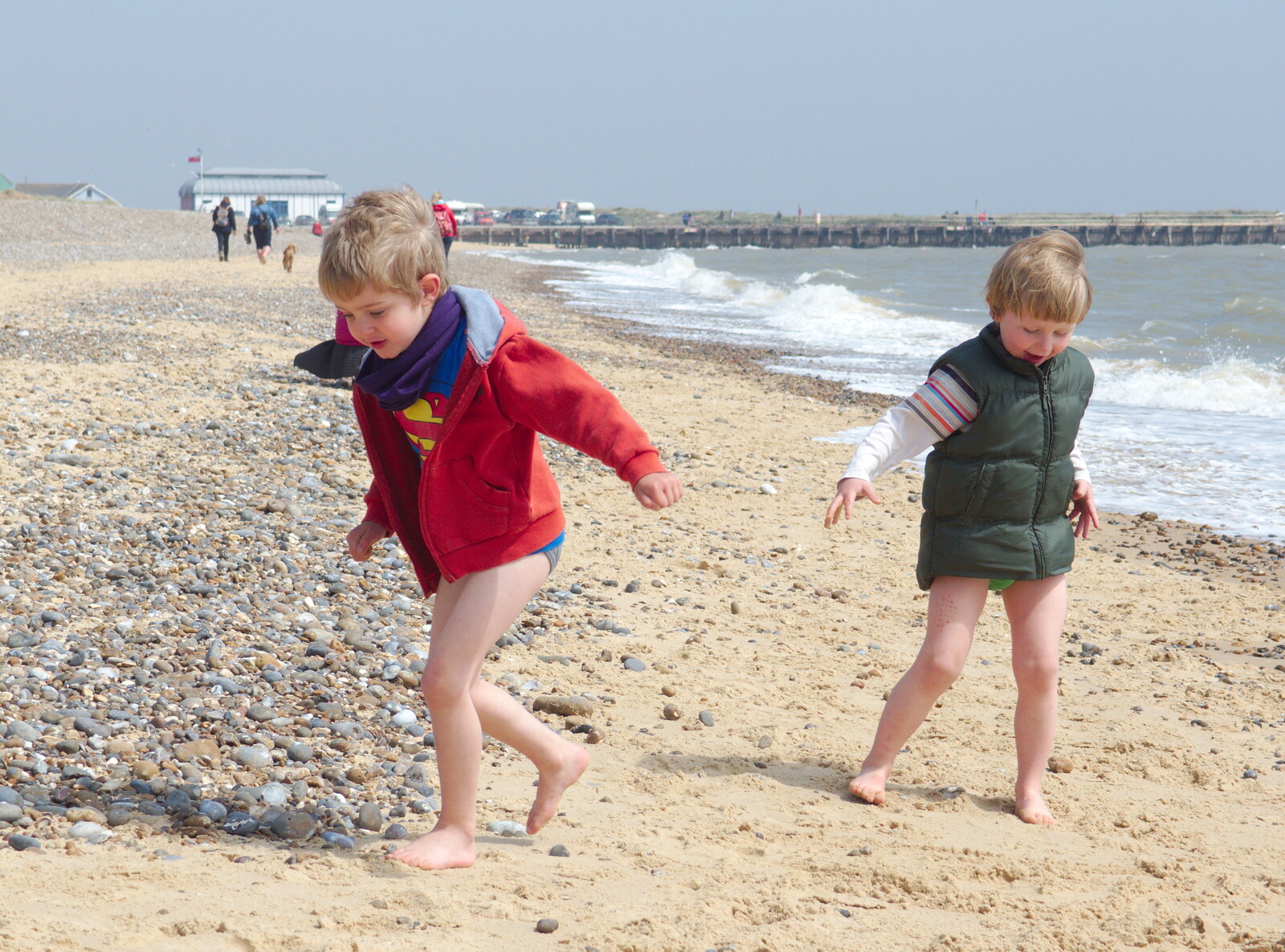 Fred and Oak run around from Life's A Windy Beach, Walberswick, Suffolk - 5th May 2014