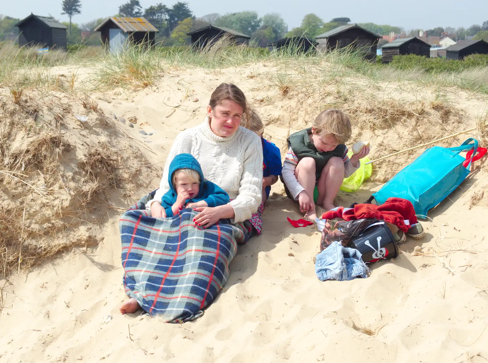 We brave the strong wind, from Life's A Windy Beach, Walberswick, Suffolk - 5th May 2014