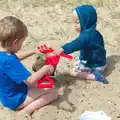 Fred and Harry make sandcastles, Life's A Windy Beach, Walberswick, Suffolk - 5th May 2014