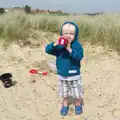 Harry has a drink, Life's A Windy Beach, Walberswick, Suffolk - 5th May 2014