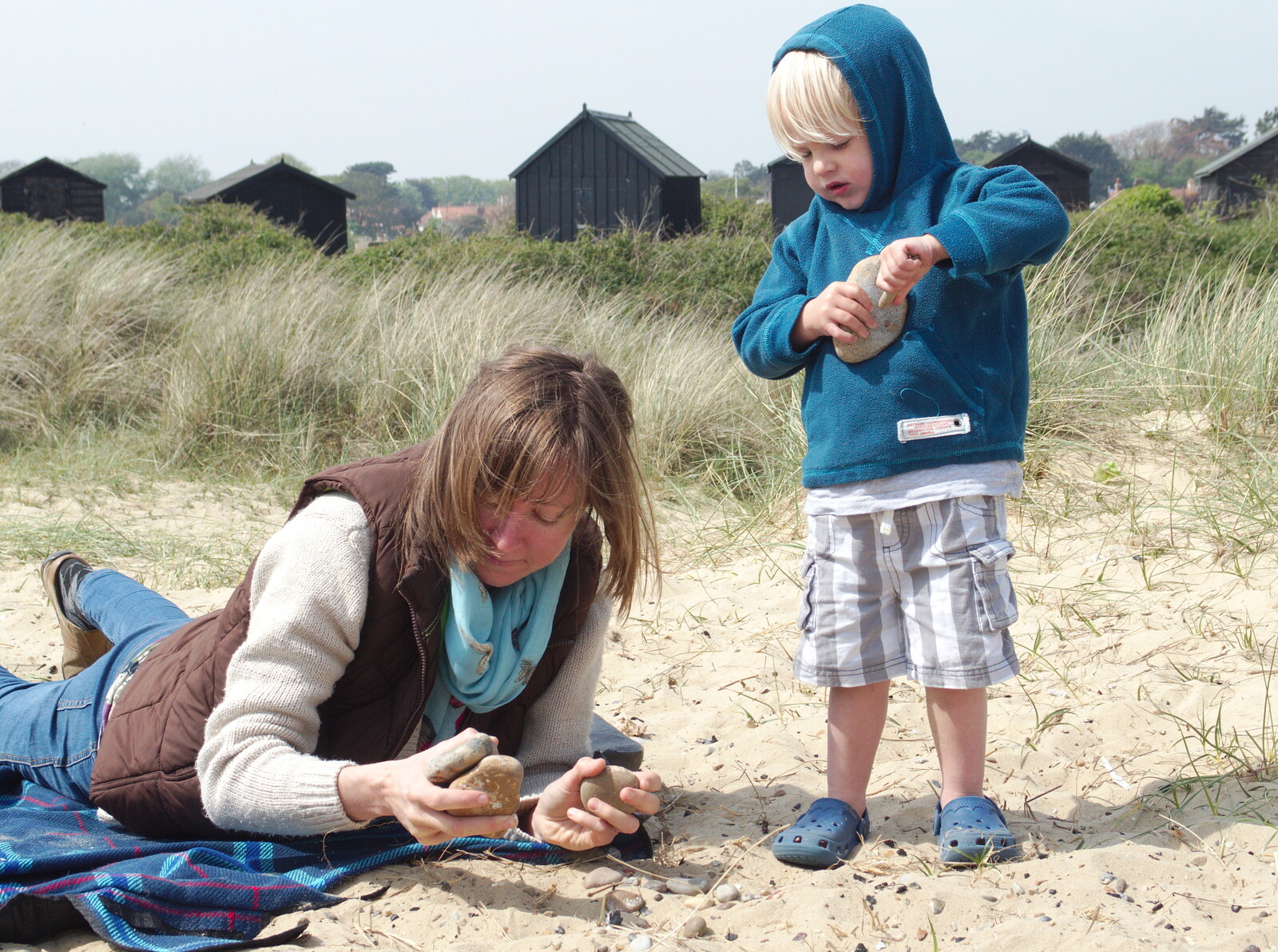 Martina's got some stones from Life's A Windy Beach, Walberswick, Suffolk - 5th May 2014