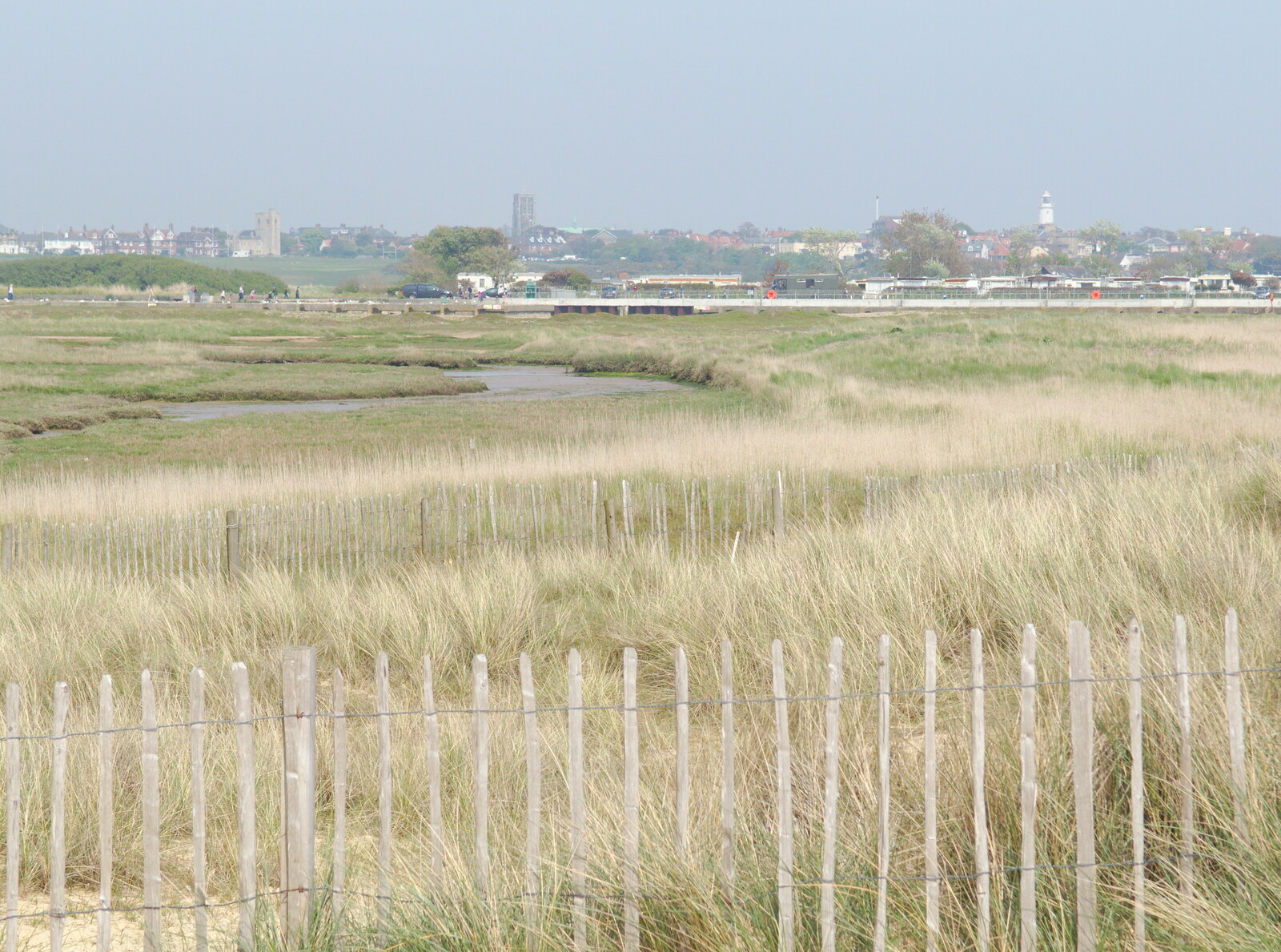The view over the marshes to Southwold from Life's A Windy Beach, Walberswick, Suffolk - 5th May 2014