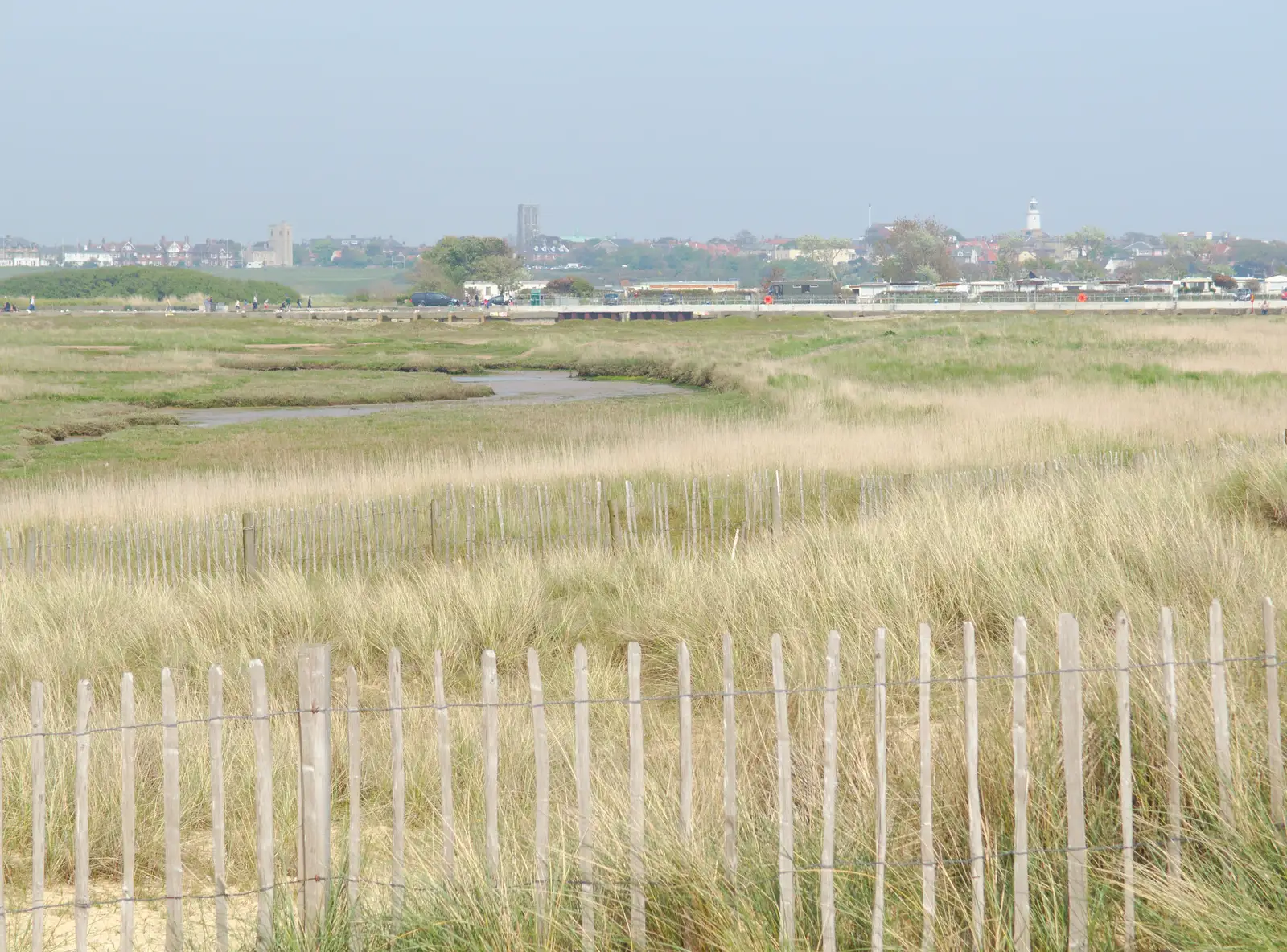 The view over the marshes to Southwold, from Life's A Windy Beach, Walberswick, Suffolk - 5th May 2014