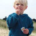 Harry eats raisins (and sand), Life's A Windy Beach, Walberswick, Suffolk - 5th May 2014