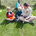 Isobel and the boys eat ice cream, Life's A Windy Beach, Walberswick, Suffolk - 5th May 2014