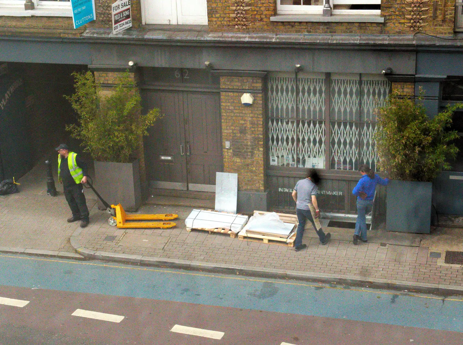 The printworks opposite gets plates delivered, from A May Miscellany, London - 8th May 2014