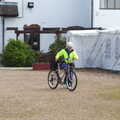 Spammy wheels her bike out, A Return to Bedford: the BSCC Annual Weekend Away, Shefford, Bedfordshire - 10th May 2014
