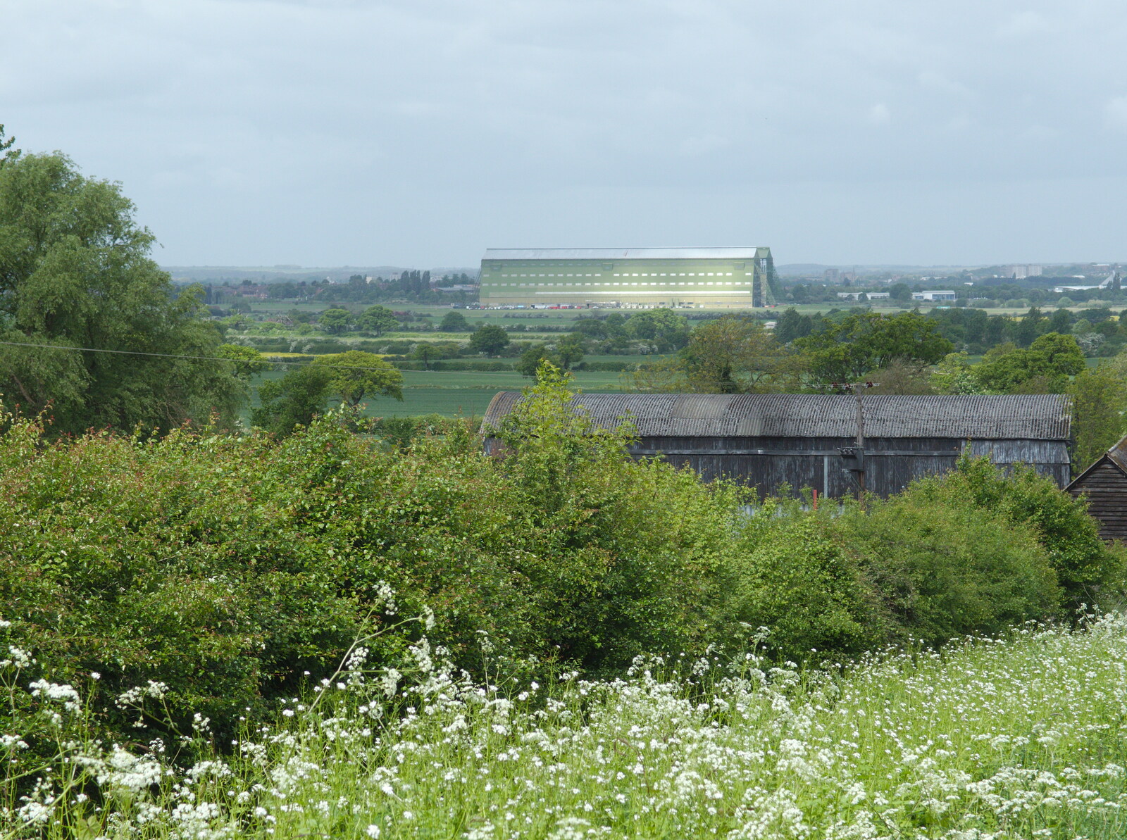 Cardington hangars in the distance from A Return to Bedford: the BSCC Annual Weekend Away, Shefford, Bedfordshire - 10th May 2014