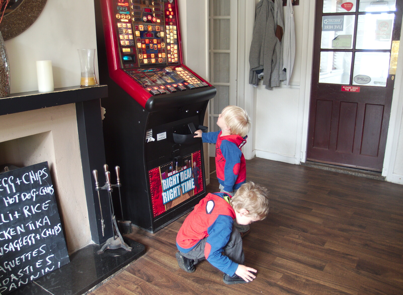 Harry pokes a fruit machine from A Return to Bedford: the BSCC Annual Weekend Away, Shefford, Bedfordshire - 10th May 2014