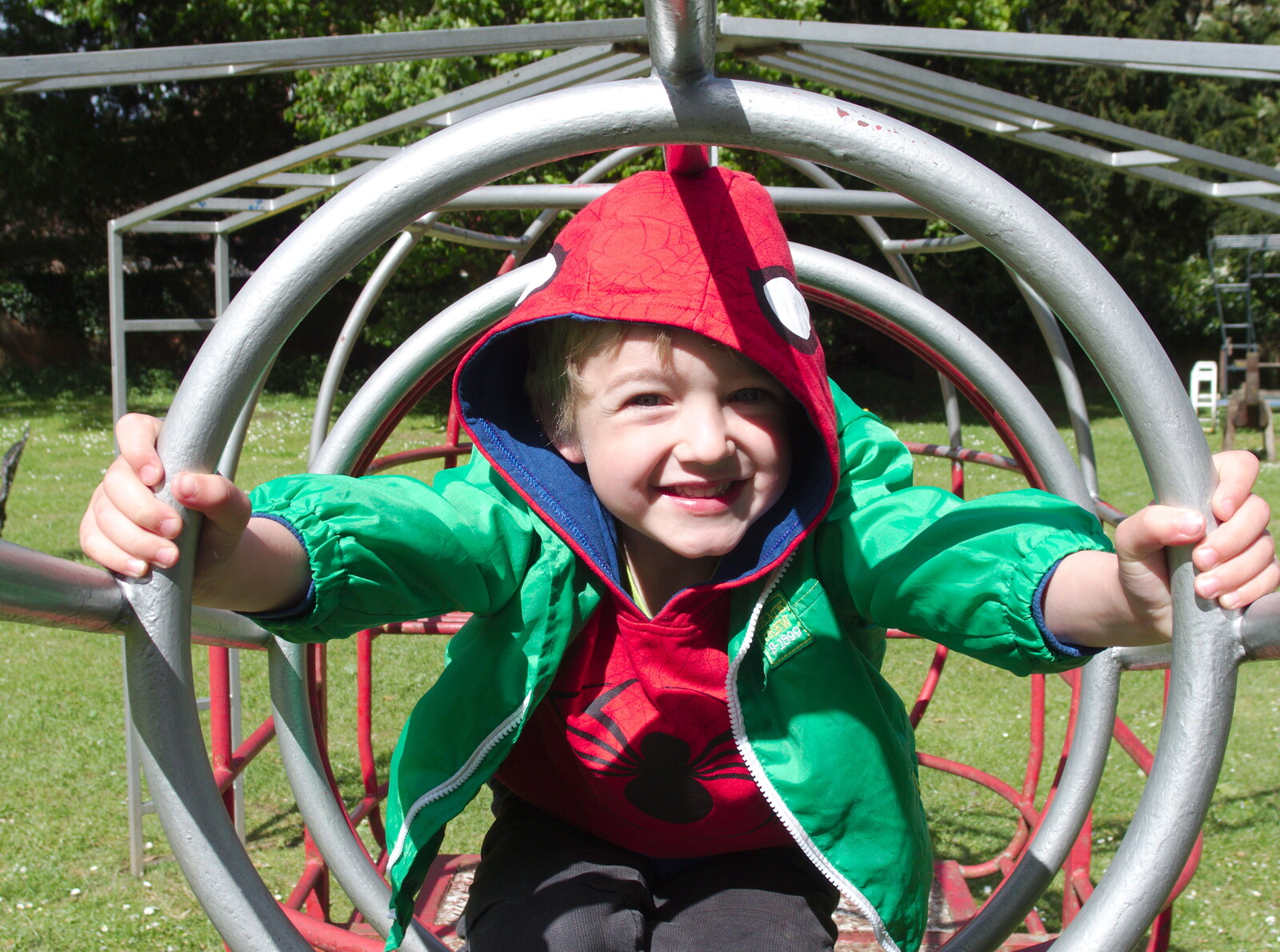 Fred on a climbing frame from A Return to Bedford: the BSCC Annual Weekend Away, Shefford, Bedfordshire - 10th May 2014