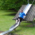 Suey has a go of the slide, A Return to Bedford: the BSCC Annual Weekend Away, Shefford, Bedfordshire - 10th May 2014