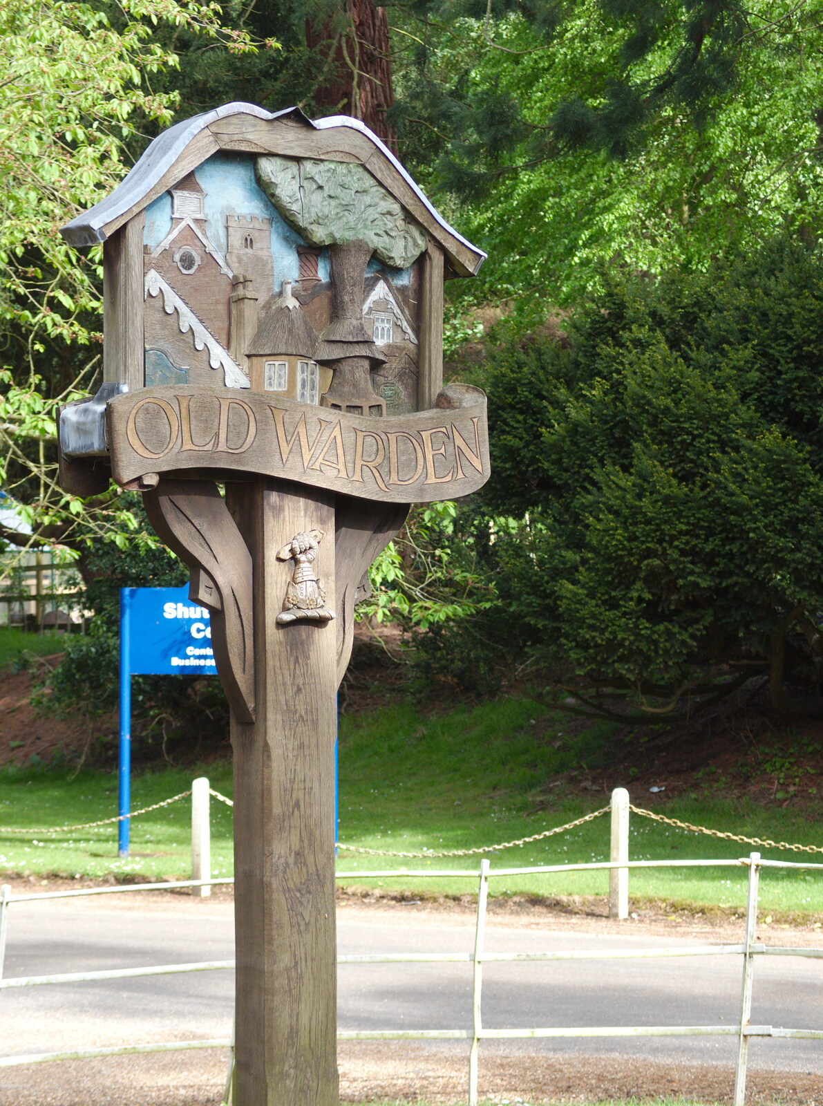 The Old Warden village sign from A Return to Bedford: the BSCC Annual Weekend Away, Shefford, Bedfordshire - 10th May 2014