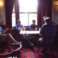The gang  backlit by a bright window, A Return to Bedford: the BSCC Annual Weekend Away, Shefford, Bedfordshire - 10th May 2014