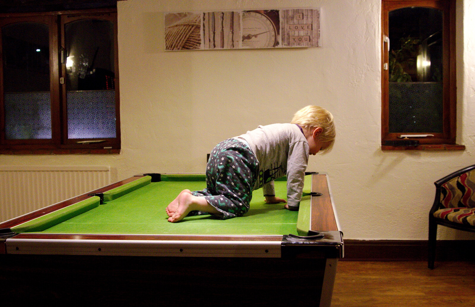 Harry roams around on the pool table from A Return to Bedford: the BSCC Annual Weekend Away, Shefford, Bedfordshire - 10th May 2014