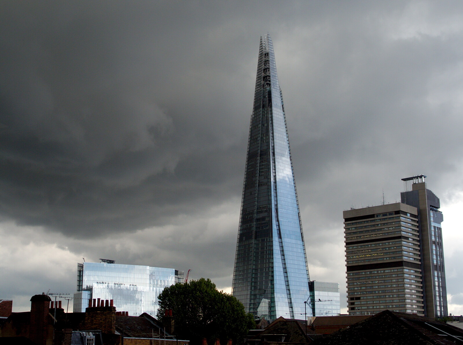The Shard and some very dark skies over London from The BSCC at The Crown, Bedfield, Suffolk - 15th May 2014