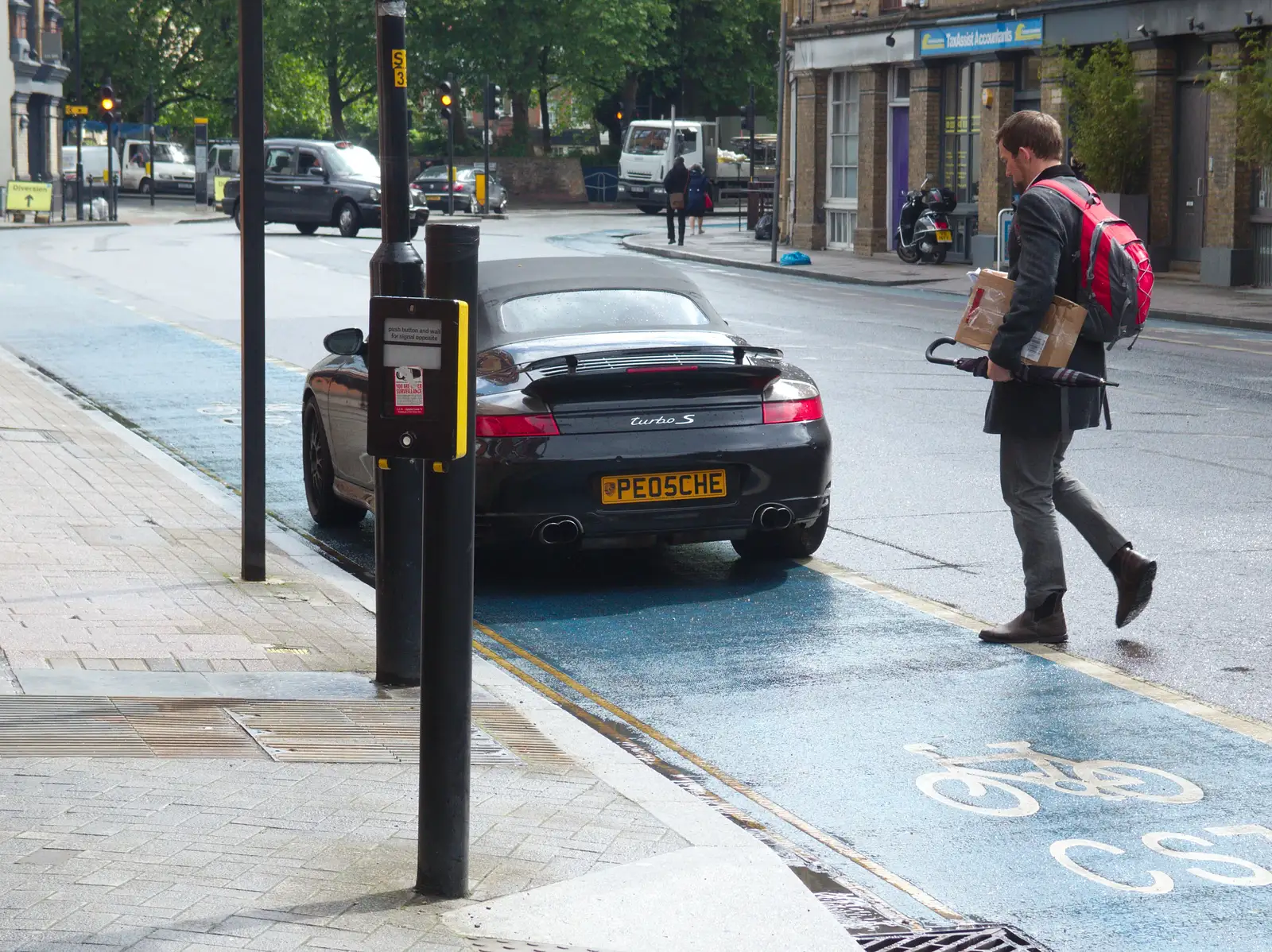 There's a twat Fascisto-mobile on the bike lane, from The BSCC at The Crown, Bedfield, Suffolk - 15th May 2014