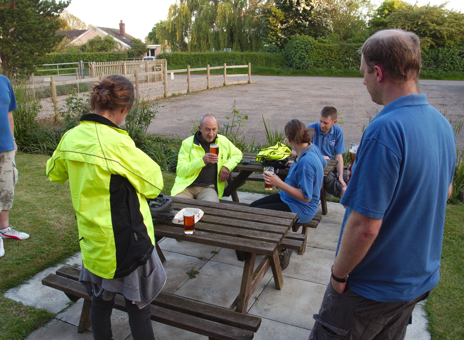 Time for a beer in the beer garden from The BSCC at The Crown, Bedfield, Suffolk - 15th May 2014