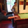 The BSCC at The Crown, Bedfield, Suffolk - 15th May 2014, Gaz cues up for Bar Billiards