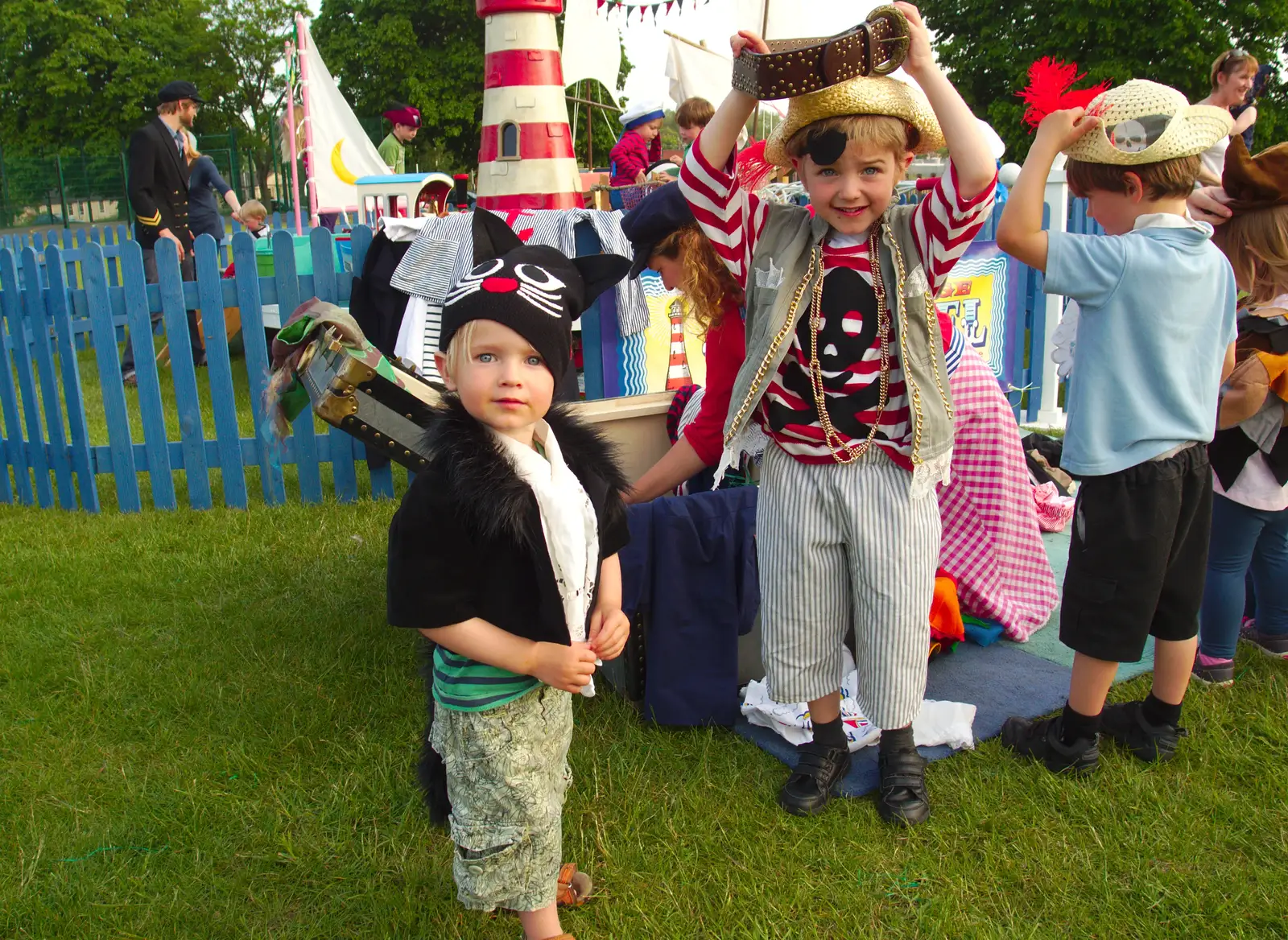 The boys are dressed as pirates, from A Family Fun Day on the Park, Diss, Norfolk - 16th May 2014