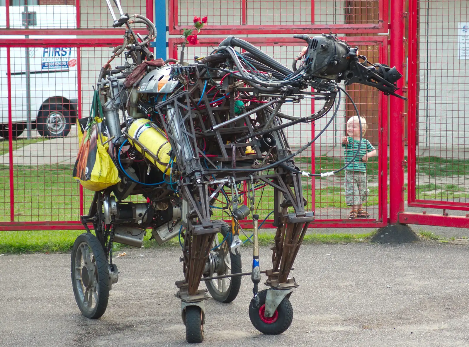 Harry runs around to look from the back, from A Family Fun Day on the Park, Diss, Norfolk - 16th May 2014